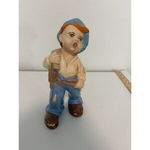 vintage ceramic Hobo or Runaway boy Figurine 8.5 in